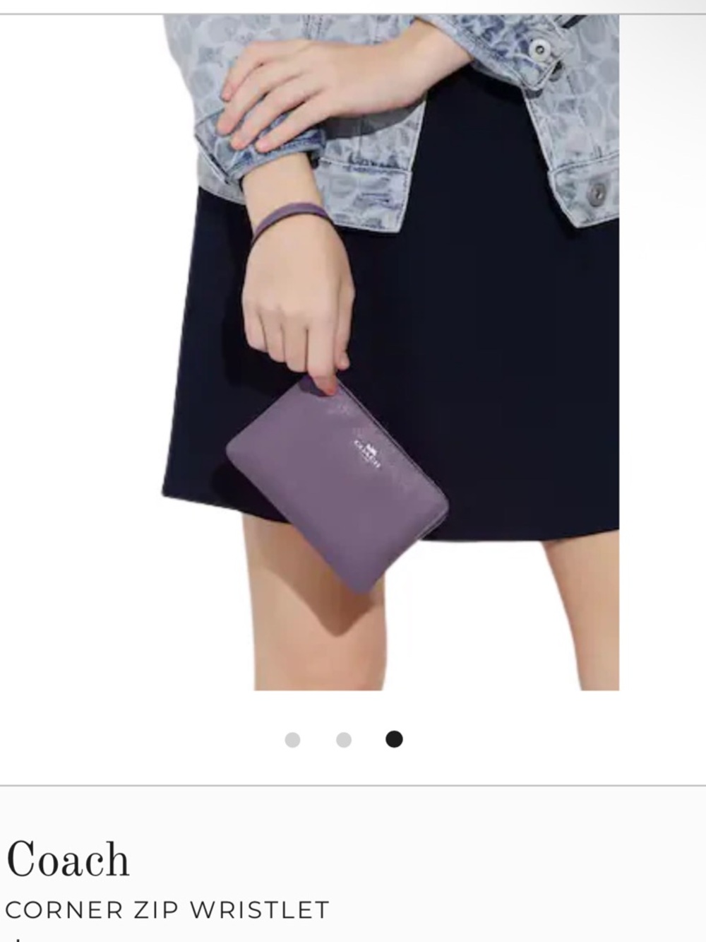 Coach Purple Corner Zip Wristlet